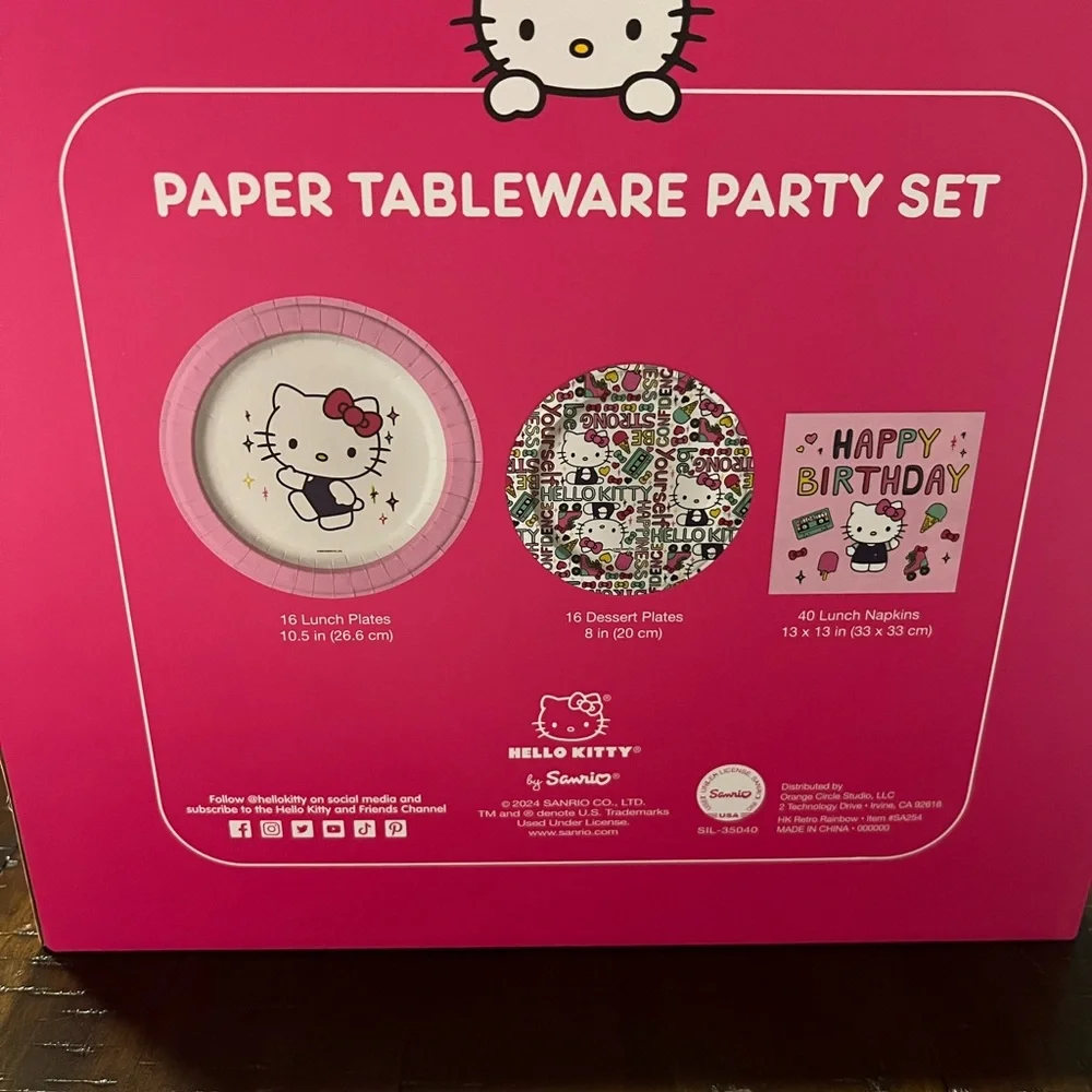 Hello Kitty Happy Birthday Paper Party Tableware Set
